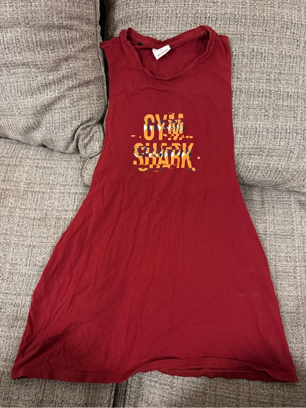 Gymshark Maroon Muscle Tank with Yellow Logo